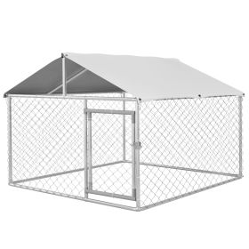 PawHut 6.6' x 6.6' x 4.9' Dog Kennel Outdoor for Small Medium Dogs with Waterproof Roof, Silver