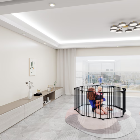 Heavy Duty Supermarket Shopping Basket Design Metal Storage Wholesale Black 8-piece Fence (Color: Black)