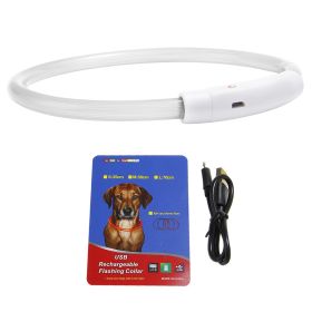 1Pc USB Rechargeable LED Dog Collar Multi Color Lighting Dog Safety Collar Cuttable Length Glow Dog Collar For Small Medium Large Dog Night Walki (Option: L)